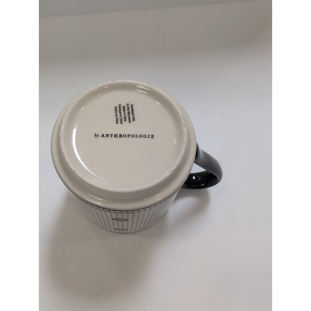 Anthropologie, Initial G Margot Tile Mug Monogram, White Black Gold Coffee Cup - Picture 4 of 7